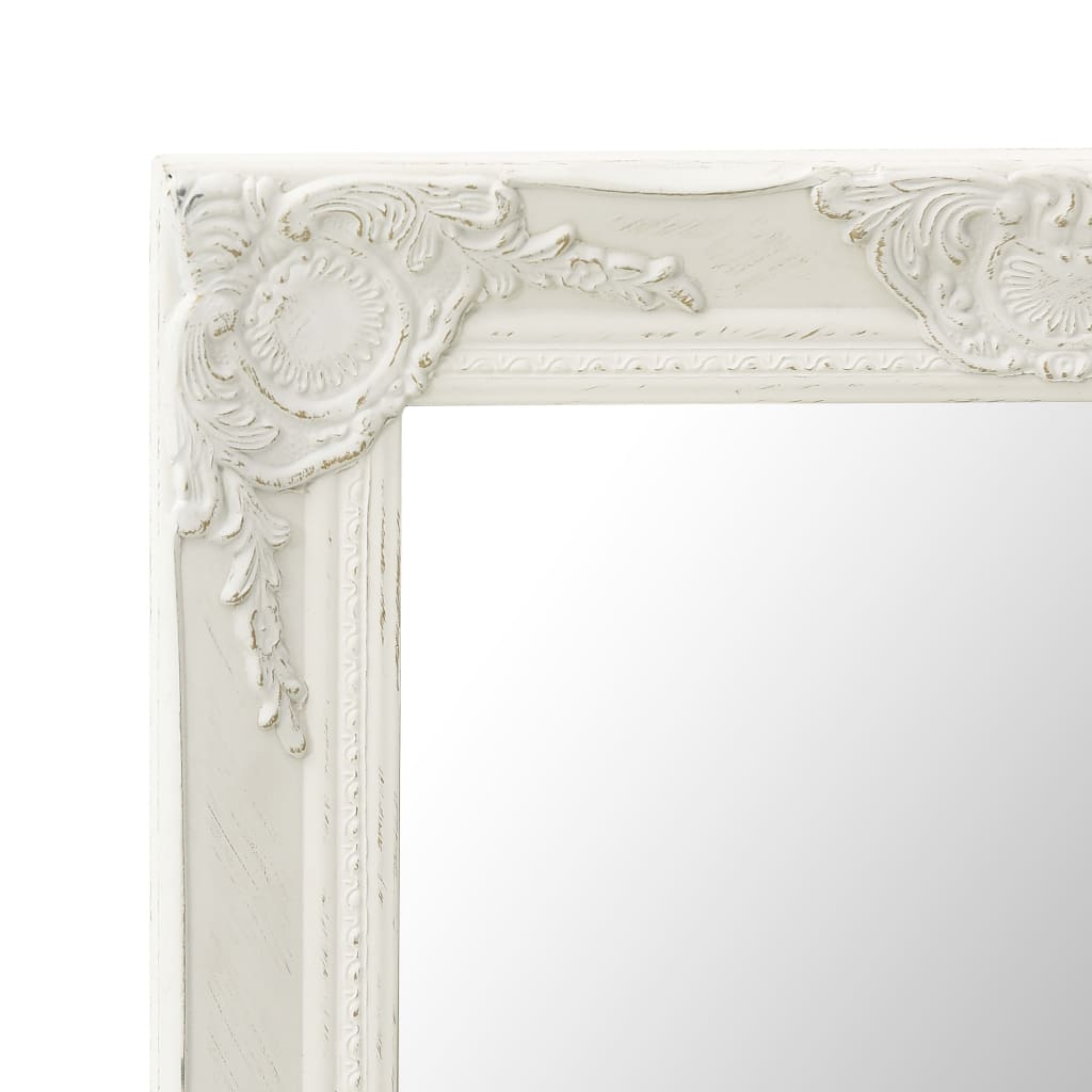 vidaXL Wall Mirror Baroque Style 23.6"x23.6" White