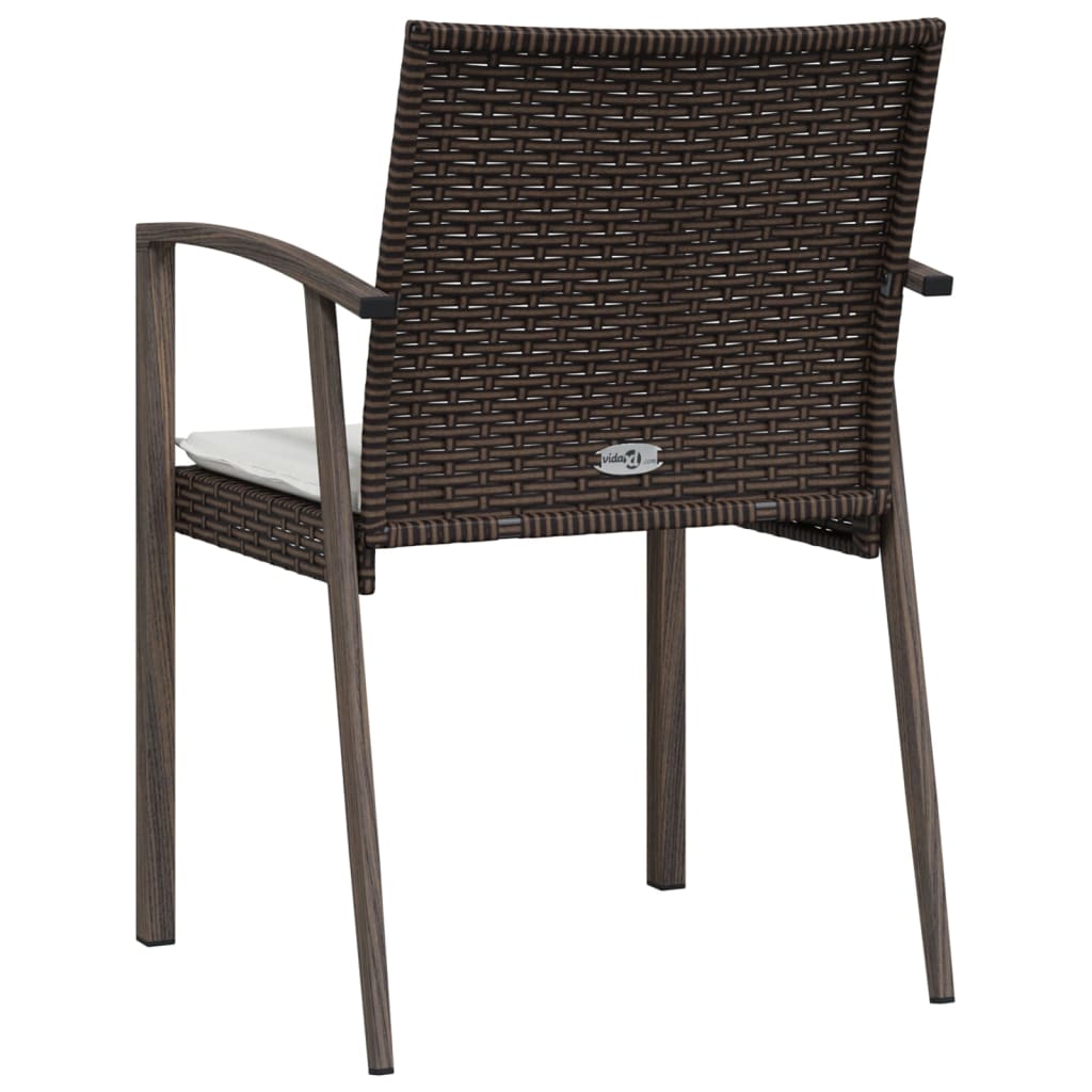 vidaXL Patio Chairs with Cushions 4 pcs Brown 22.2"x22.4"x32.7" Poly Rattan