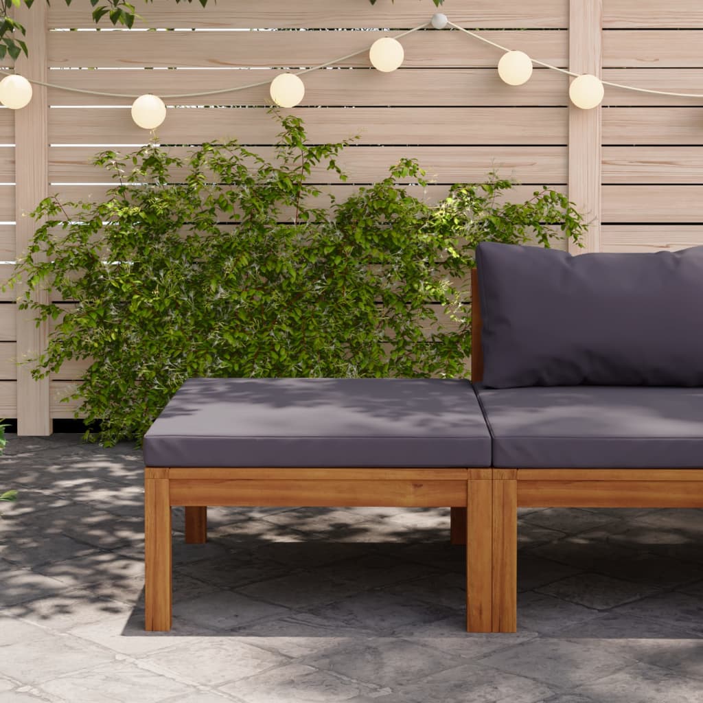 vidaXL Footrest with Dark Gray Cushion Solid Acacia Wood