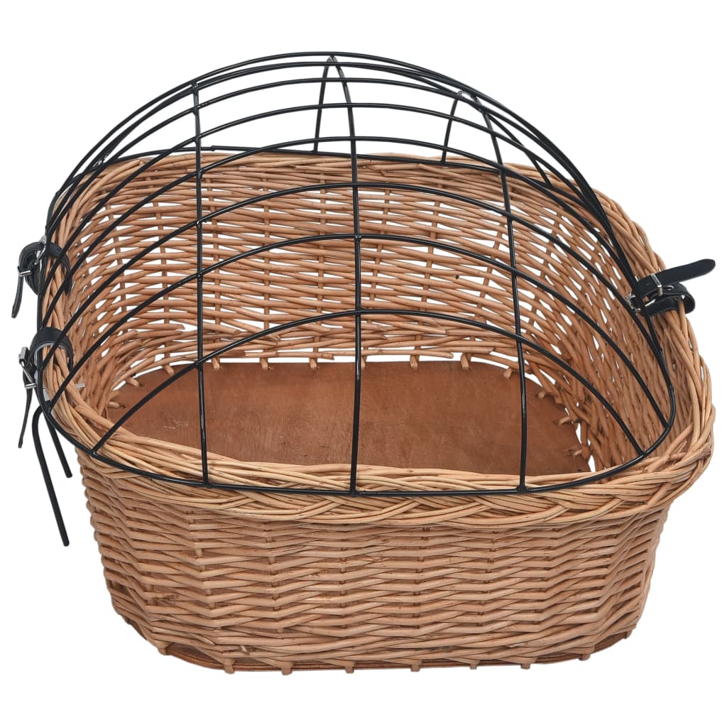 vidaXL Bike Front Basket with Cover 19.7"x17.7"x13.8" Natural Willow