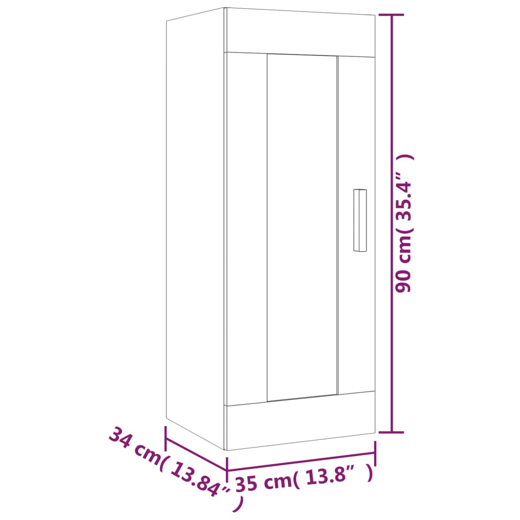 vidaXL Wall Cabinet White 13.8"x13.4"x35.4" Engineered Wood