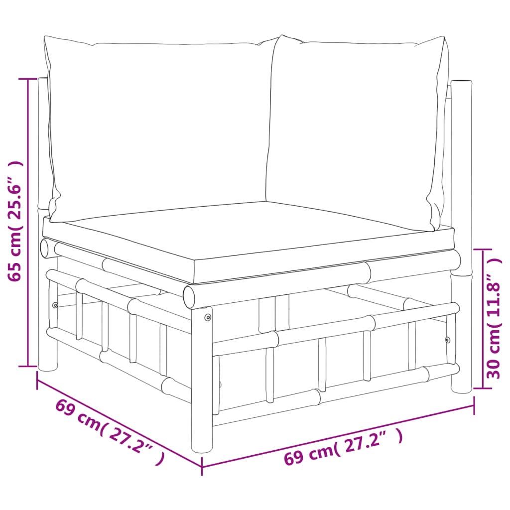 vidaXL 5 Piece Patio Lounge Set with Dark Gray Cushions Bamboo