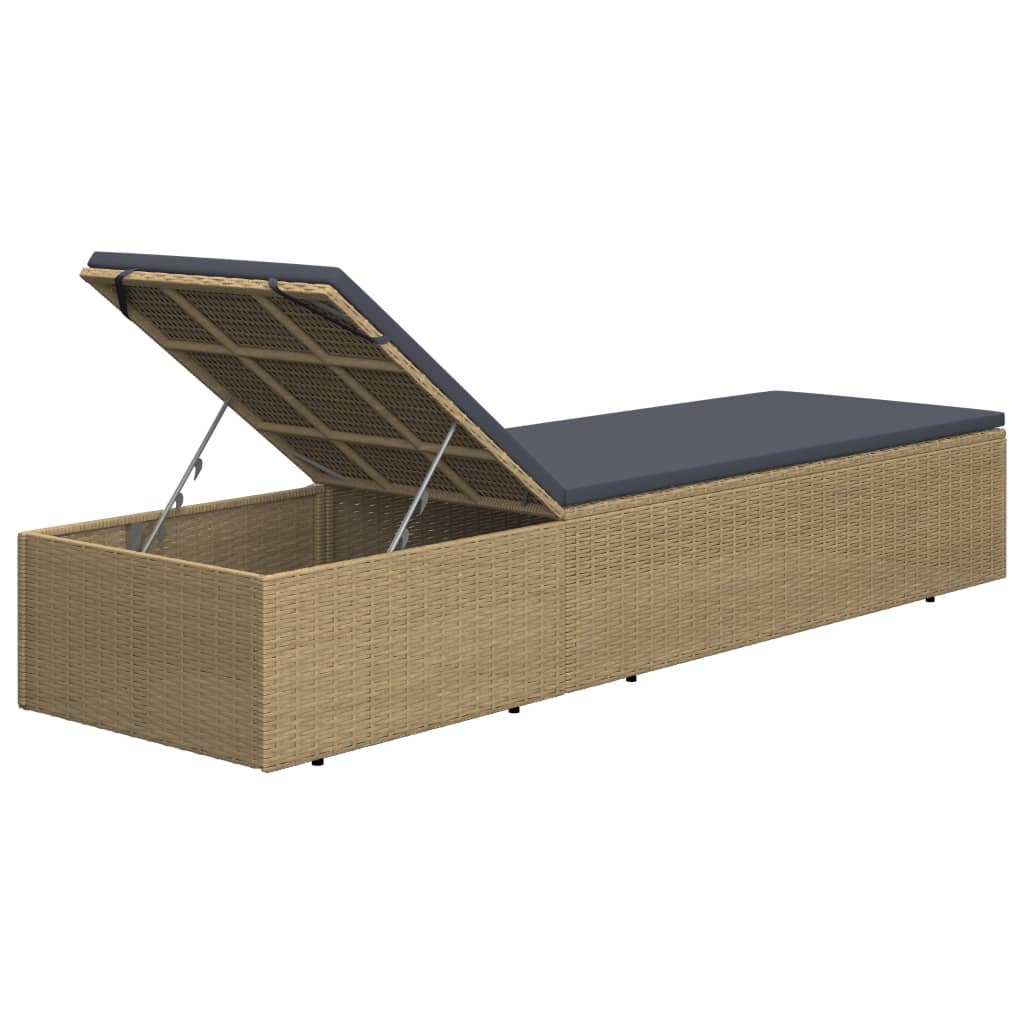 vidaXL Sunlounger Poly Rattan Brown and Dark Gray