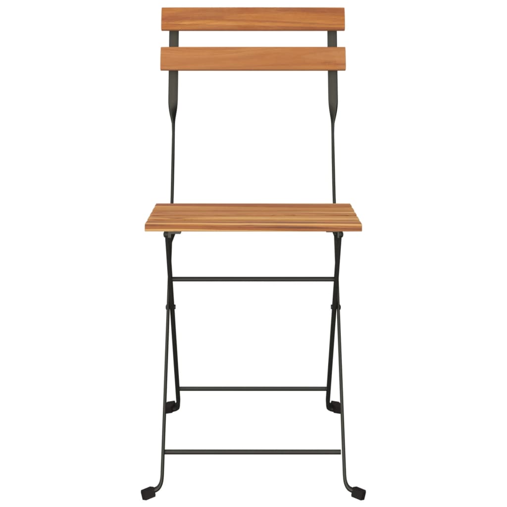 vidaXL Folding Bistro Chairs 8 pcs Solid Wood Teak and Steel