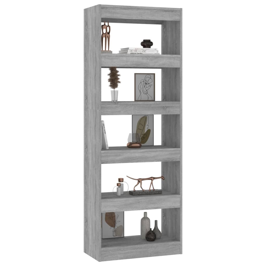 vidaXL Book Cabinet/Room Divider Gray Sonoma 23.6"x11.8"x65.4" Engineered Wood