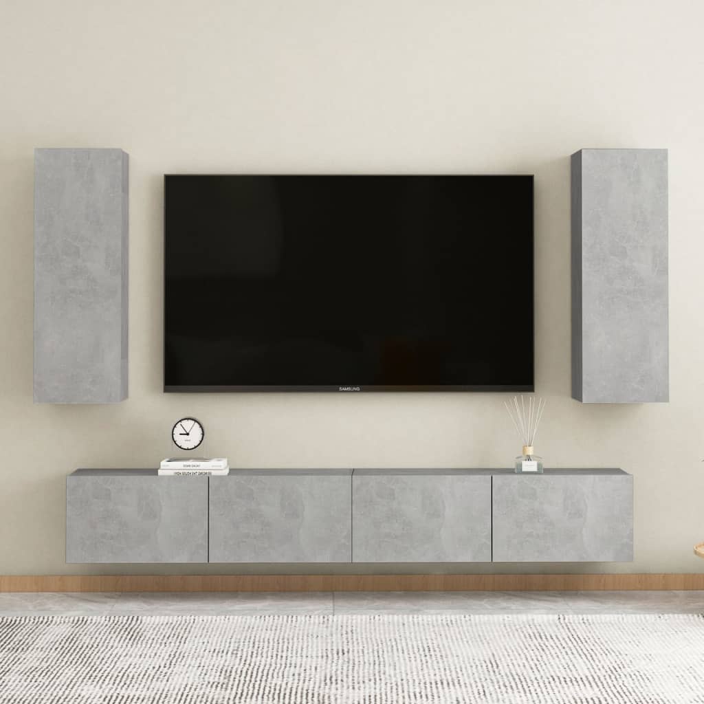 vidaXL TV Cabinets 2 pcs Concrete Gray 12"x11.8"x35.4" Chipboard