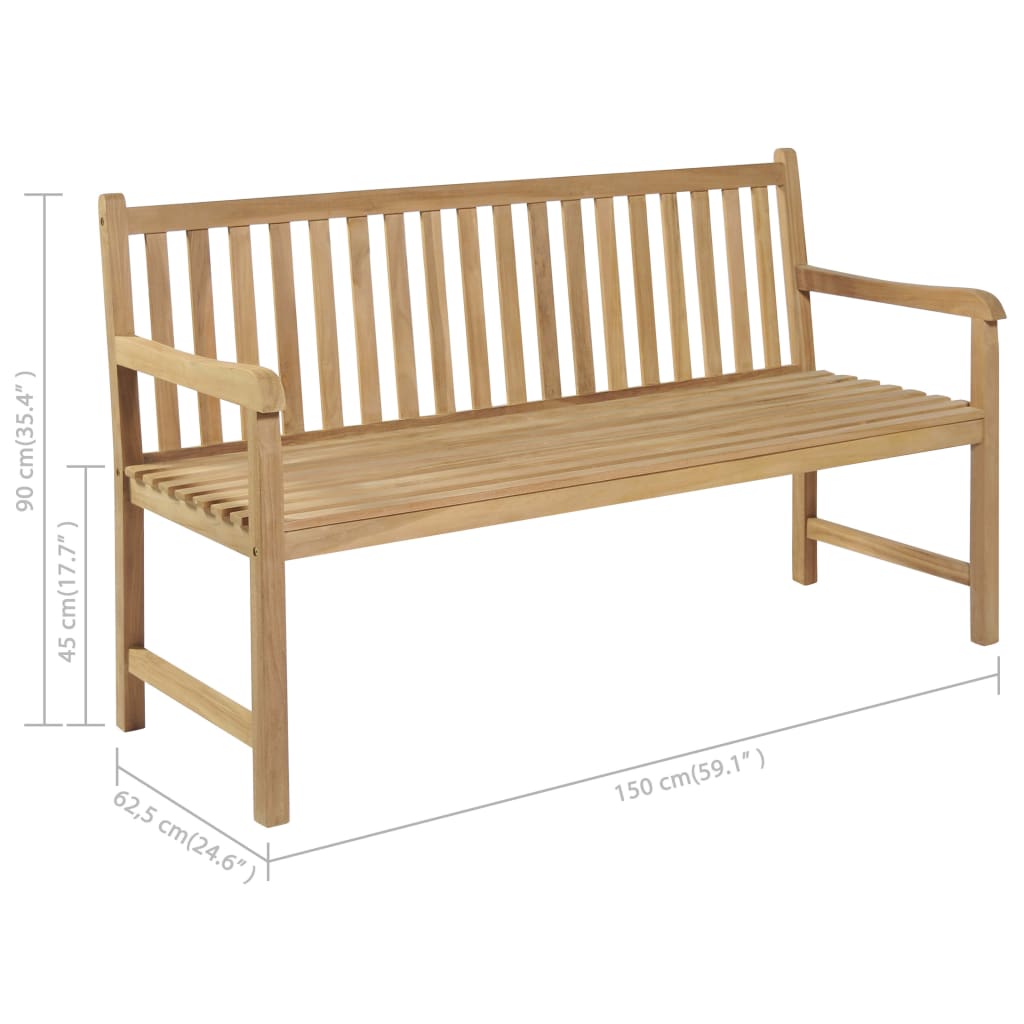 vidaXL Patio Bench with Red Cushion 59.1" Solid Teak Wood