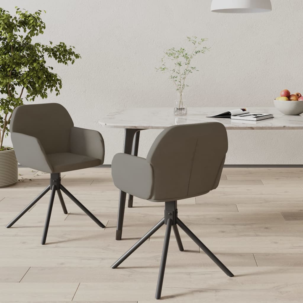 vidaXL Swivel Dining Chairs 2 pcs Dark Gray Velvet