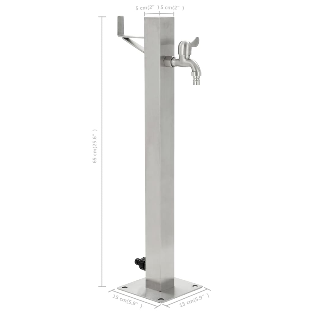 vidaXL Garden Water Column Stainless Steel Square 25.5"