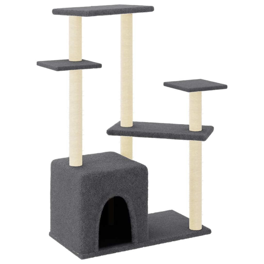 vidaXL Cat Tree Dark Grey Engineered wood, plush, sisal Extra