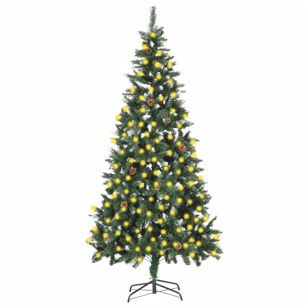 vidaXL Artificial Pre-lit Christmas Tree with Pine Cones 82.7"