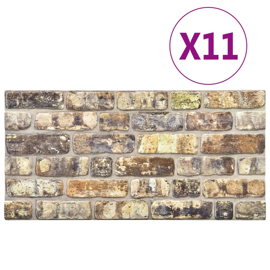 vidaXL 3D Wall Panels with Multicolor Brick Design 11 pcs EPS