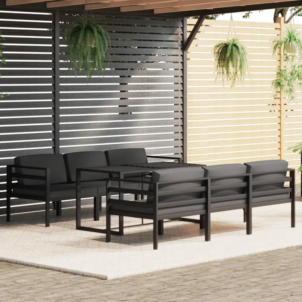 vidaXL 7 Piece Patio Lounge Set with Cushions Aluminum Anthracite