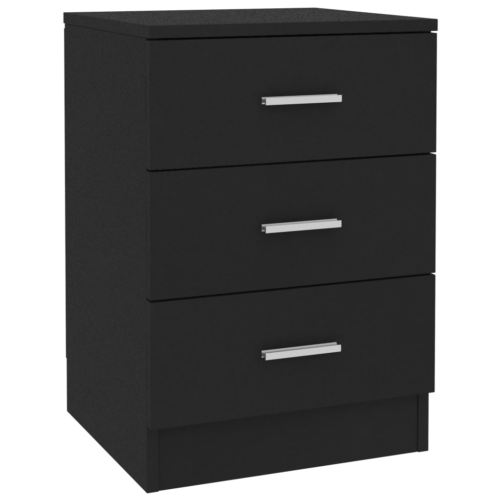 vidaXL Bedside Cabinet Black 15"x13.8"x22" Engineered Wood