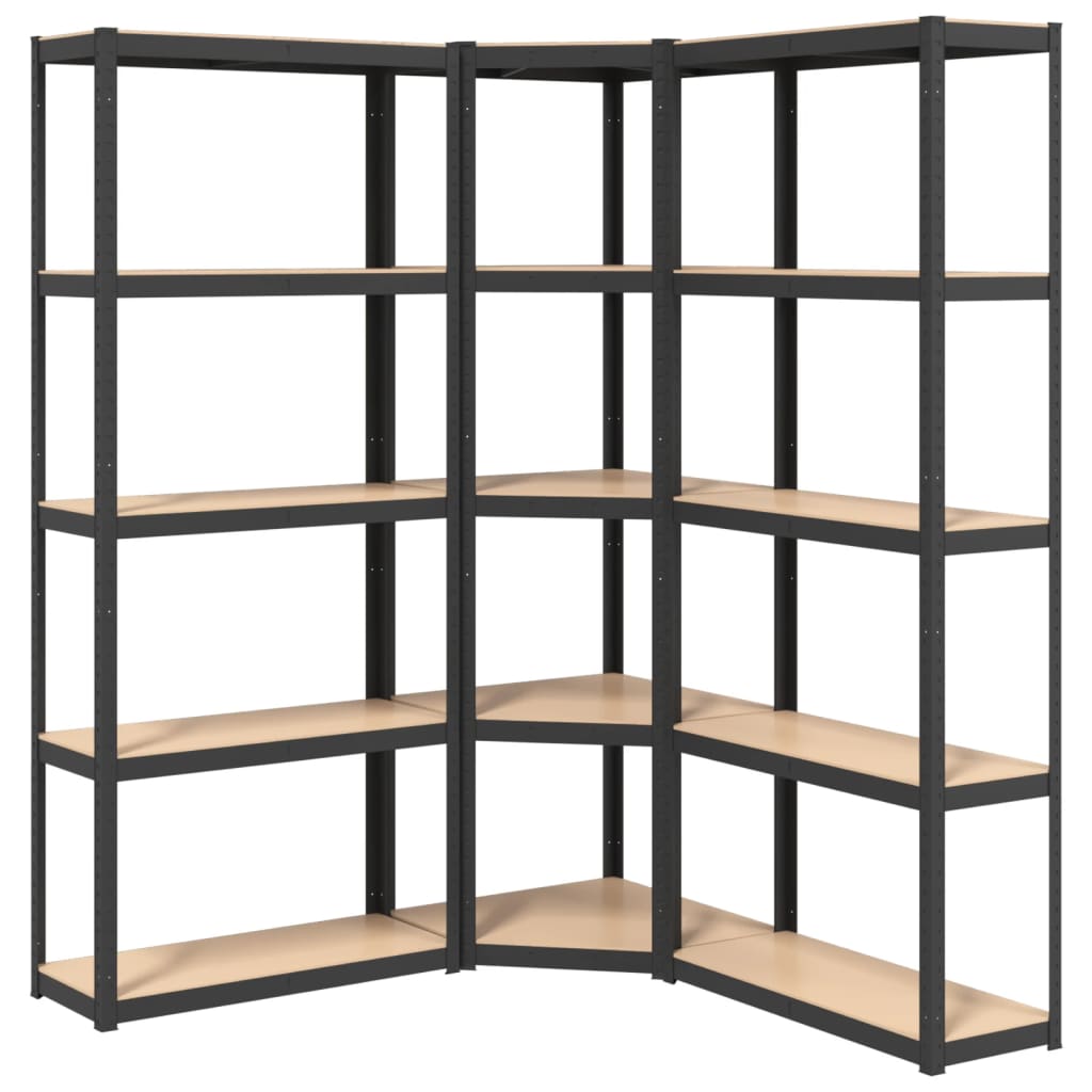 vidaXL 5-Layer Shelves 3 pcs Anthracite Steel&Engineered Wood