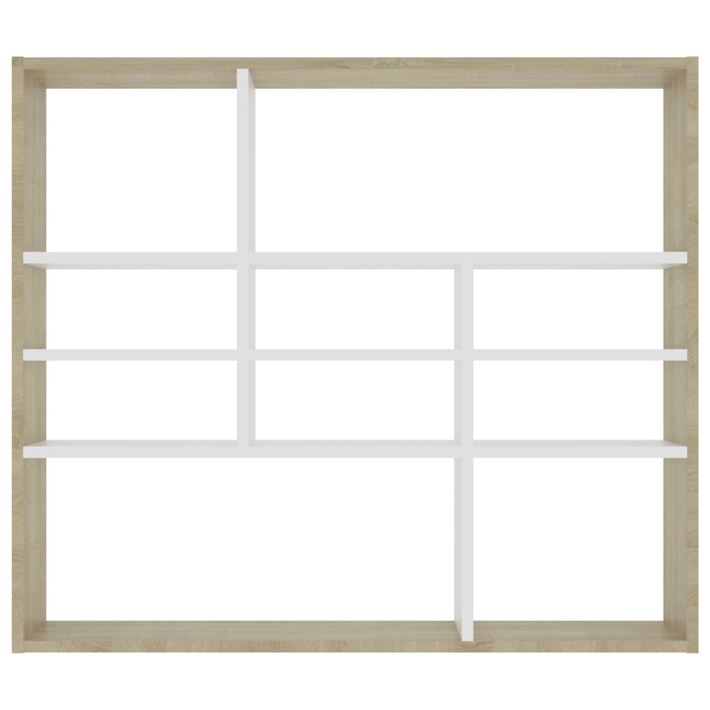 vidaXL Wall Shelf White and Sonoma Oak 35.4"x6.3"x30.7" Chipboard