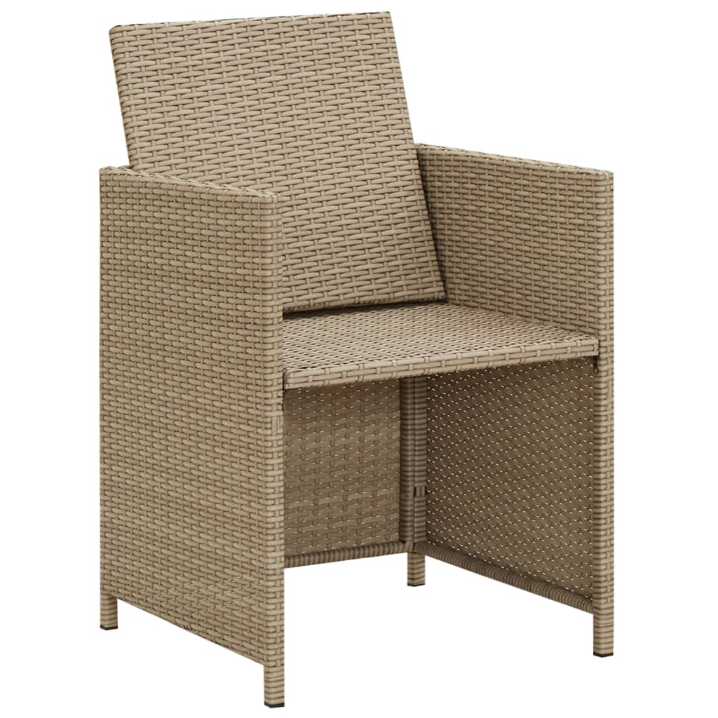 vidaXL Patio Chairs with Cushions 2 pcs Poly Rattan Beige