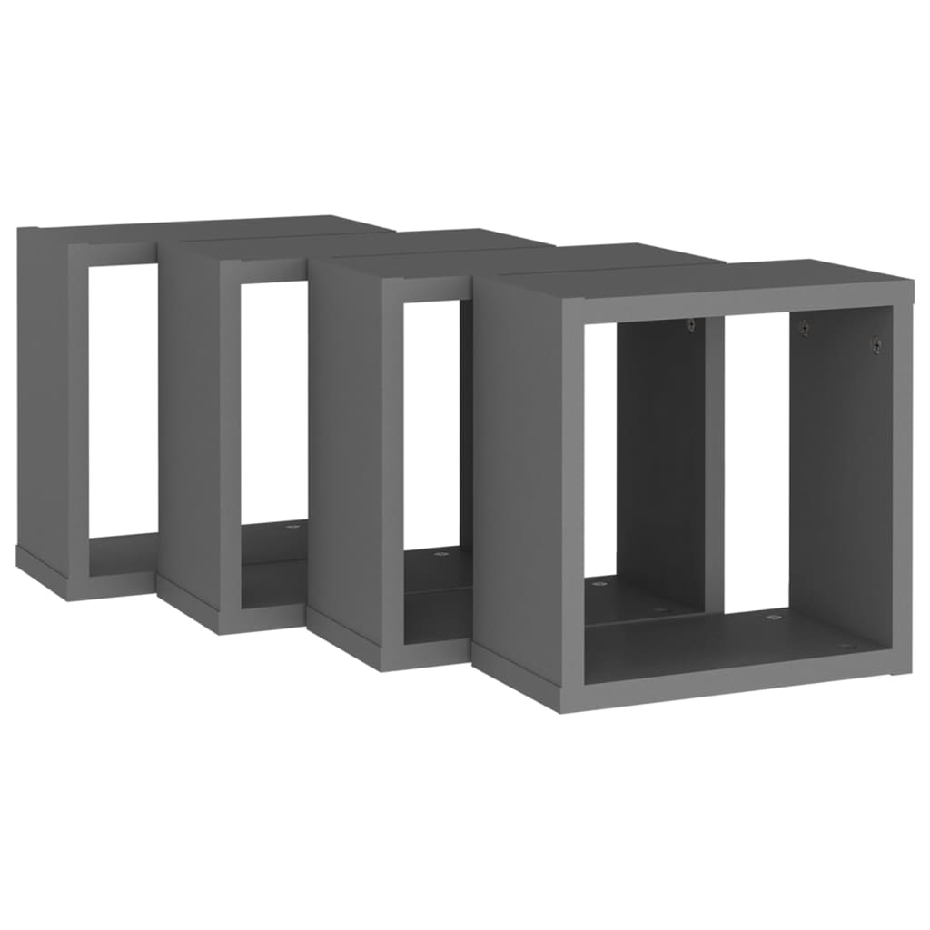 vidaXL Wall Cube Shelves 4 pcs Gray 11.8"x5.9"x11.8"