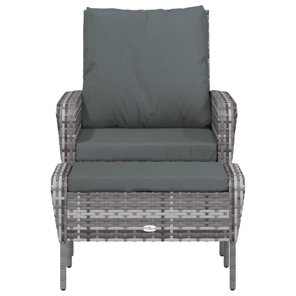 vidaXL Patio Chair with Footstool Gray Poly Rattan