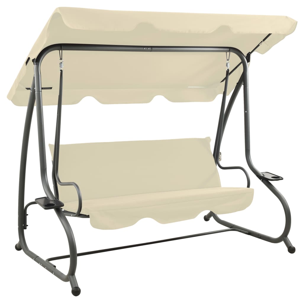 vidaXL Outdoor Swing Bench with Canopy Sand White