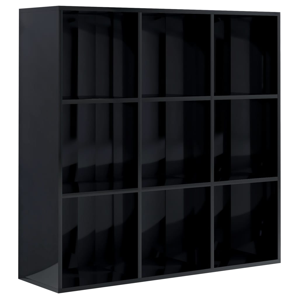 vidaXL Book Cabinet High Gloss Black 38.6"x11.8"x38.6" Engineered Wood