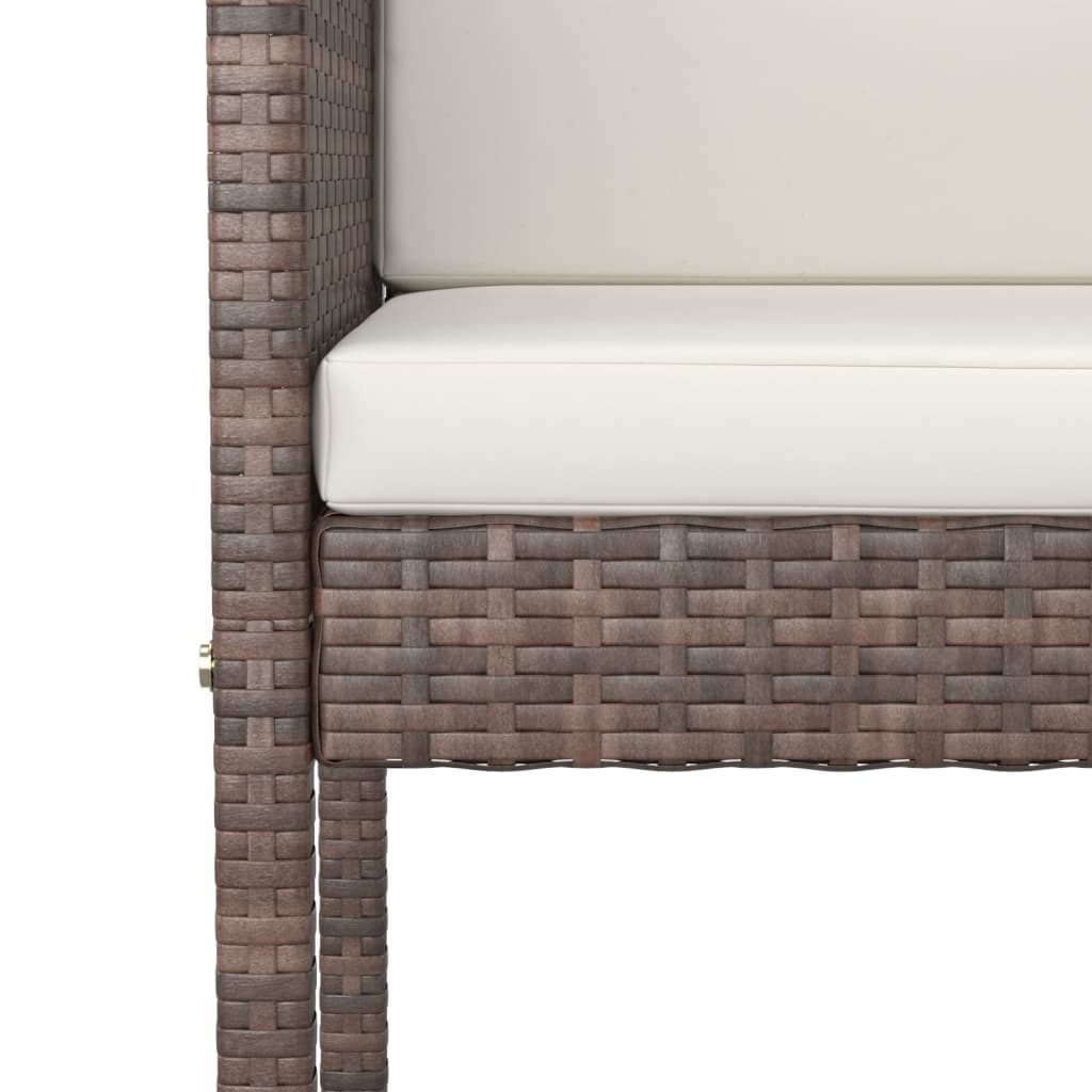 vidaXL 7 Piece Patio Bar Set with Cushions Poly Rattan Brown