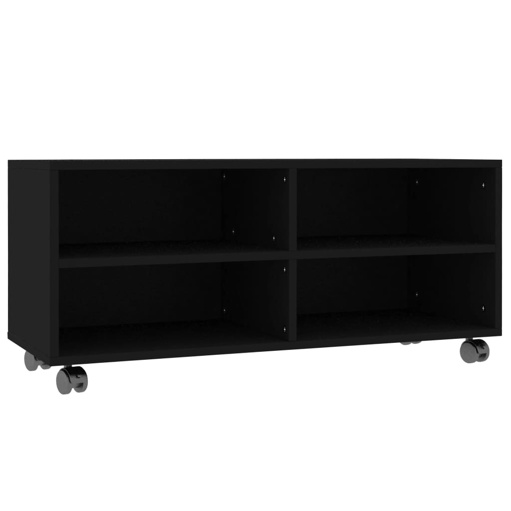 vidaXL TV Cabinet with Castors Black 35.4"x13.8"x13.8" Engineered Wood