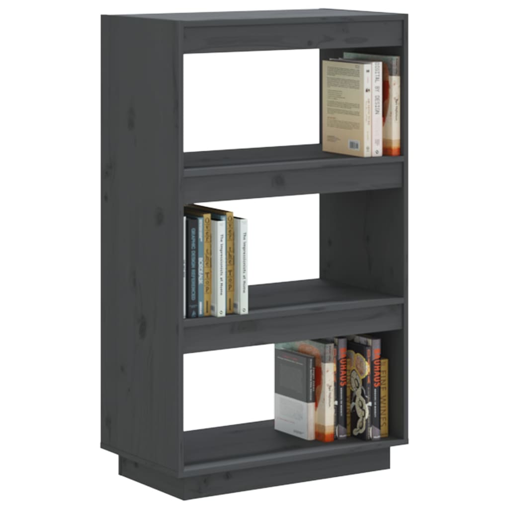vidaXL Book Cabinet/Room Divider Gray 23.6"x13.8"x40.6" Solid Wood Pine