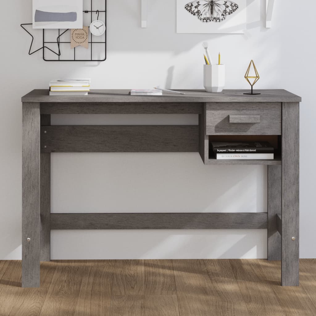 vidaXL Desk Light Gray 43.3"x15.7"x29.5" Solid Wood Pine