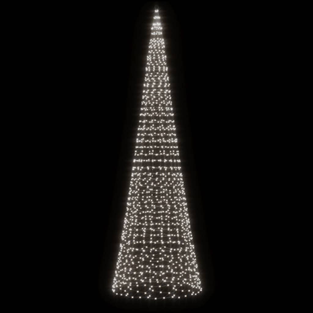 vidaXL Christmas Tree Light on Flagpole 1534 LEDs Cold White 196.9"