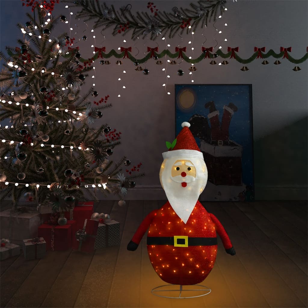 vidaXL Decorative Christmas Santa Claus Figure LED Luxury Fabric 3 ft