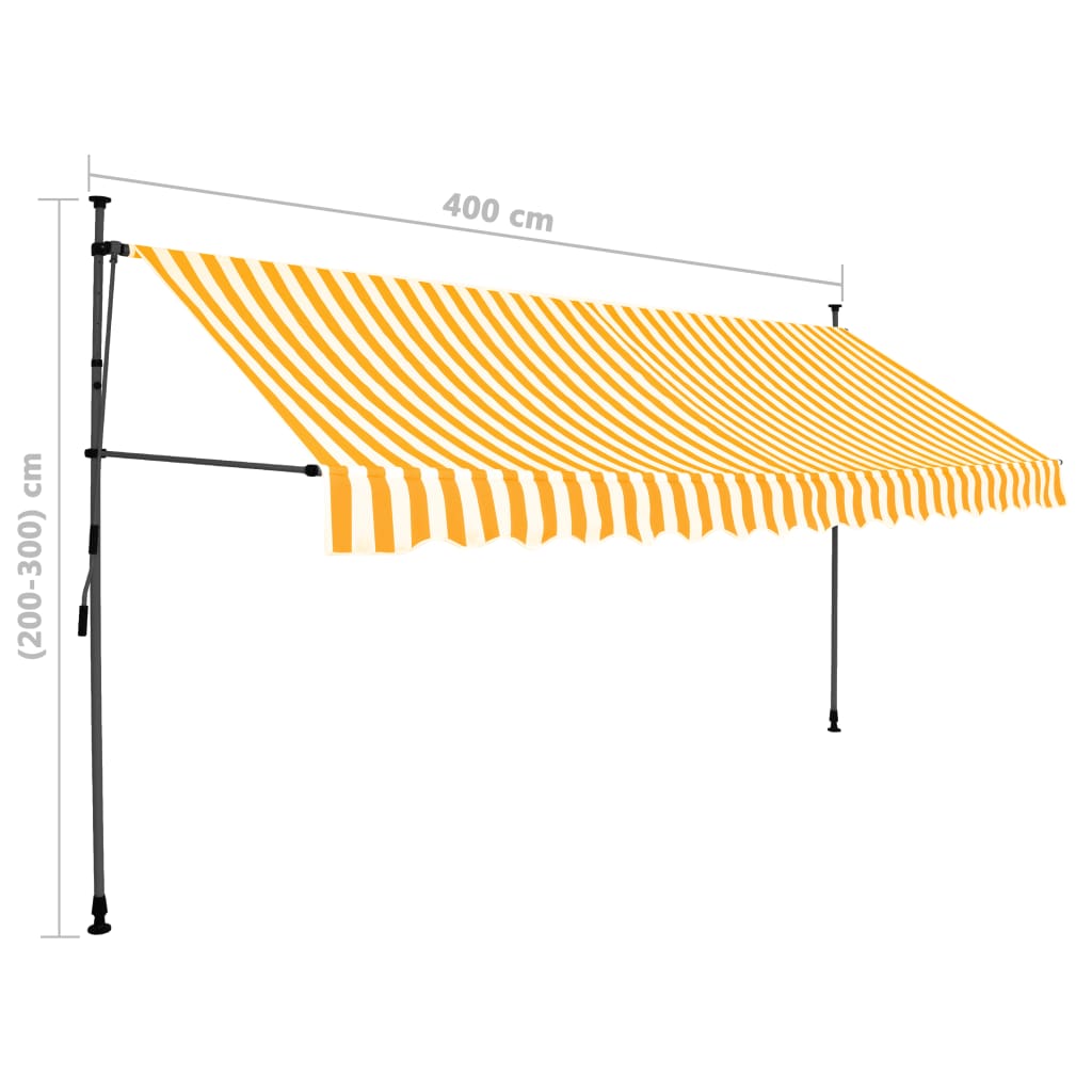 vidaXL Manual Retractable Awning with LED 157.5" White and Orange