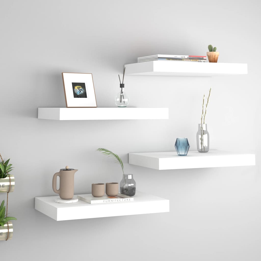vidaXL Floating Wall Shelves 4 pcs White 15.7"x9.1"x1.5" MDF