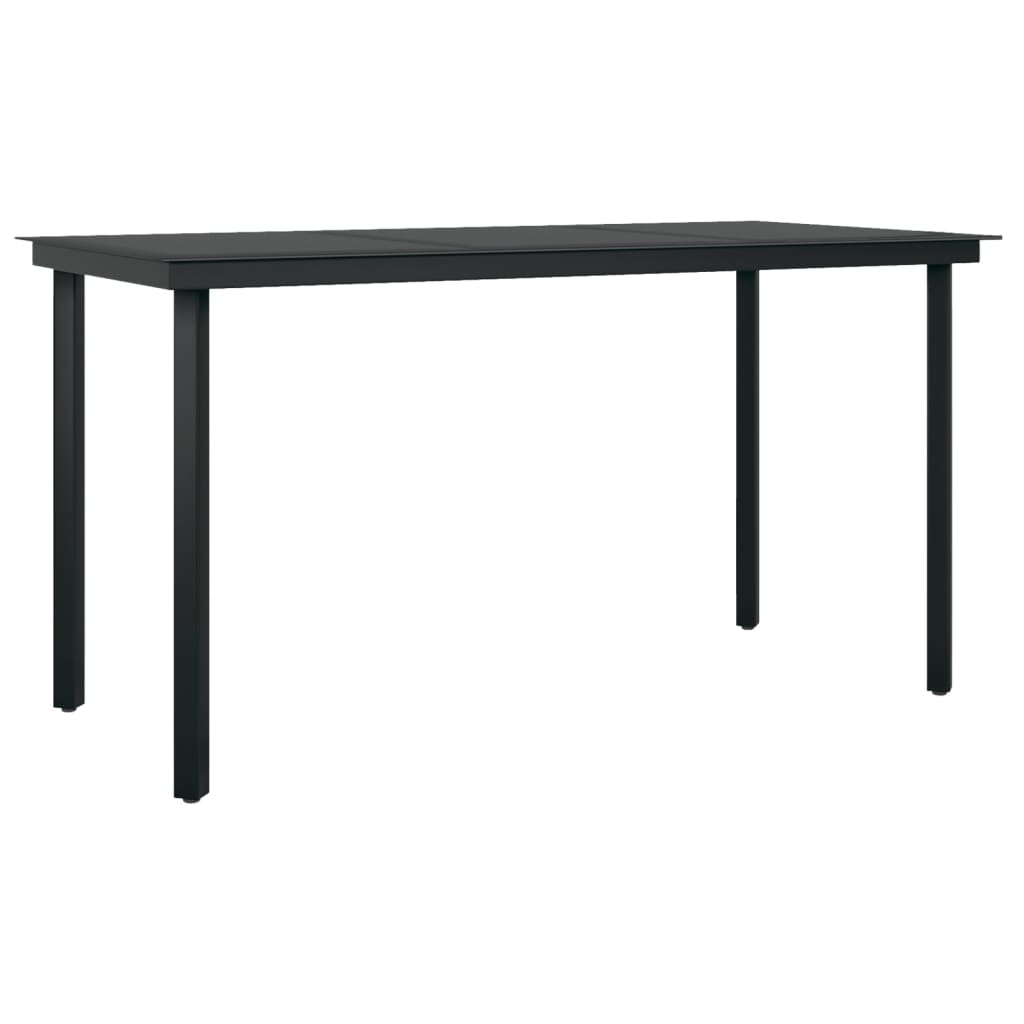 vidaXL Patio Dining Table Black 55.1"x27.6"x29.1" Steel and Glass