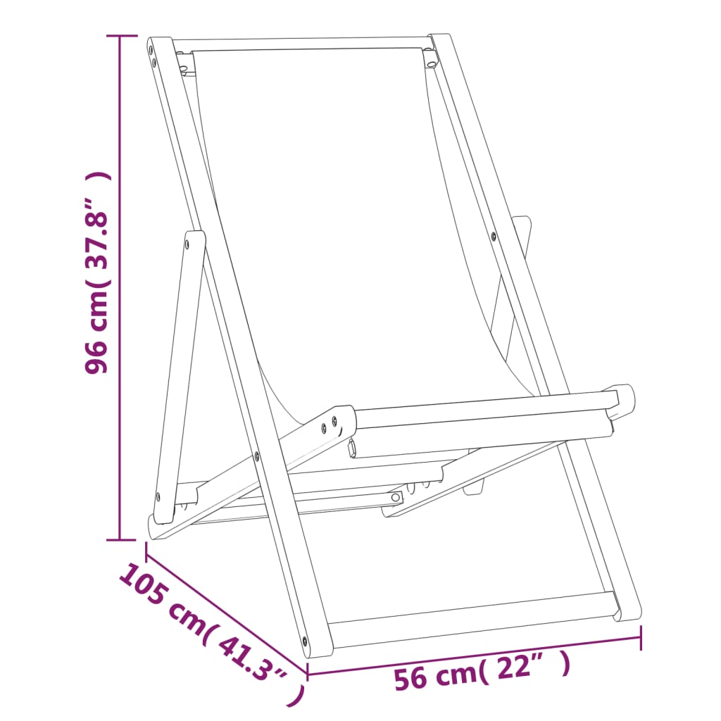 vidaXL Deck Chair Teak 22.1"x41.3"x37.8" Blue