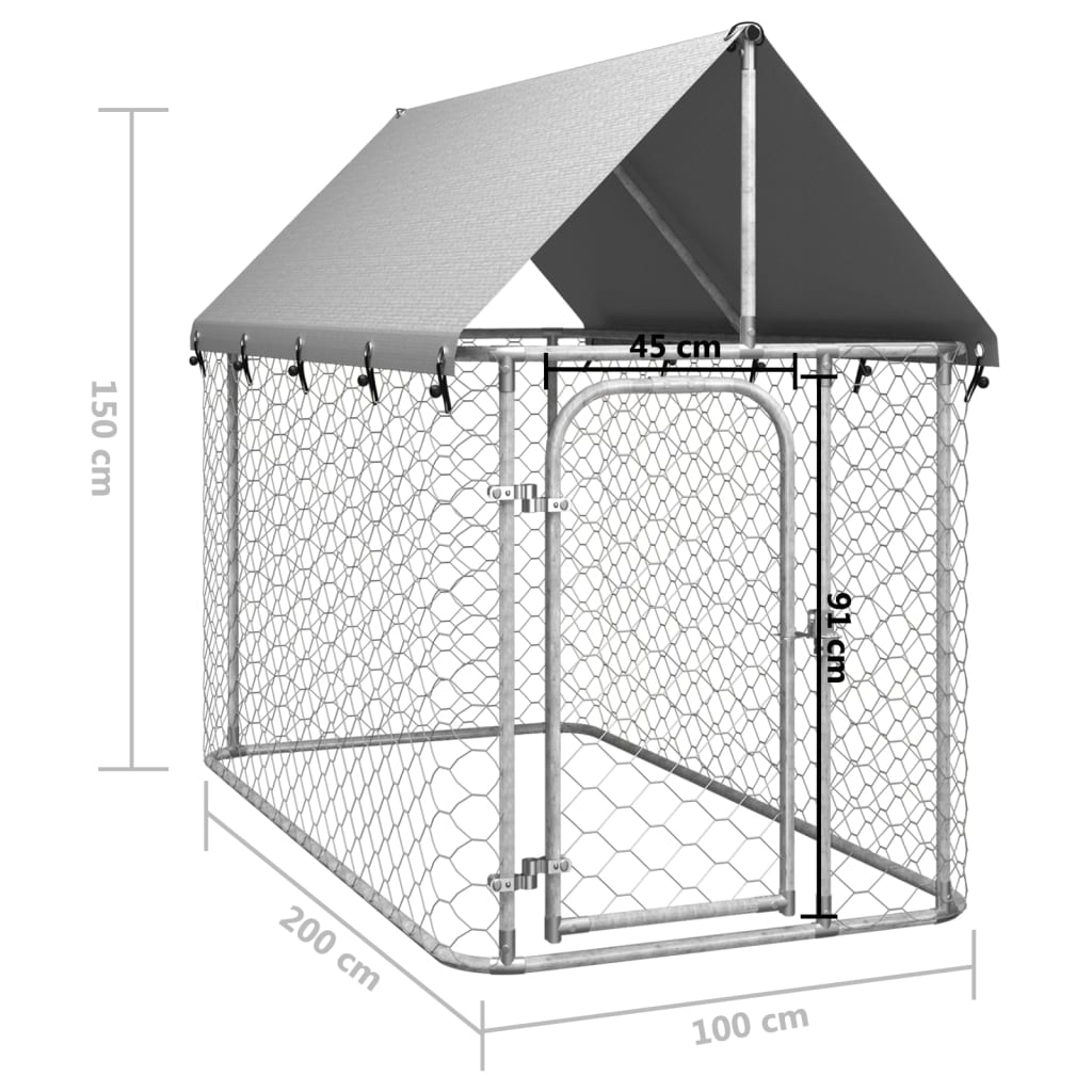 vidaXL Outdoor Dog Kennel with Roof 78.7"x39.4"x59.1"