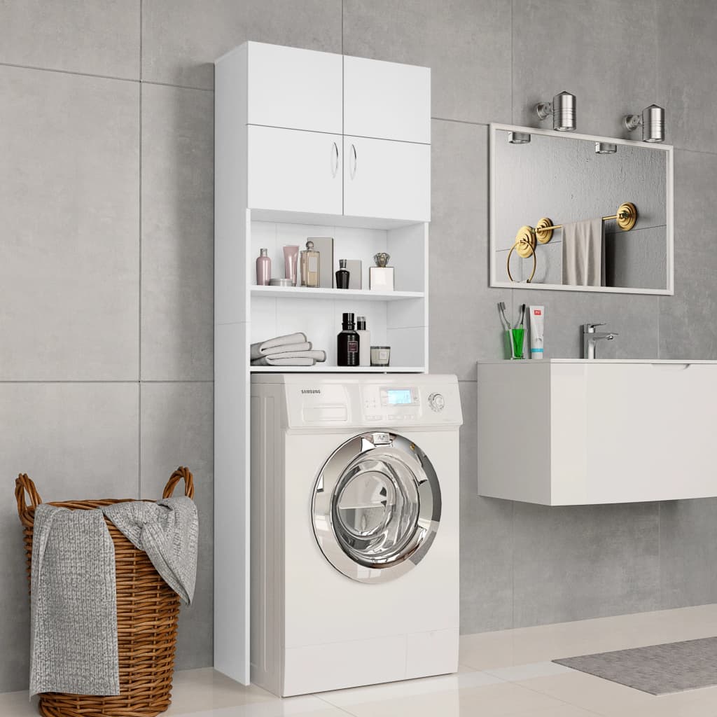vidaXL Washing Machine Cabinet White 25.2"x10"x74.8" Engineered Wood