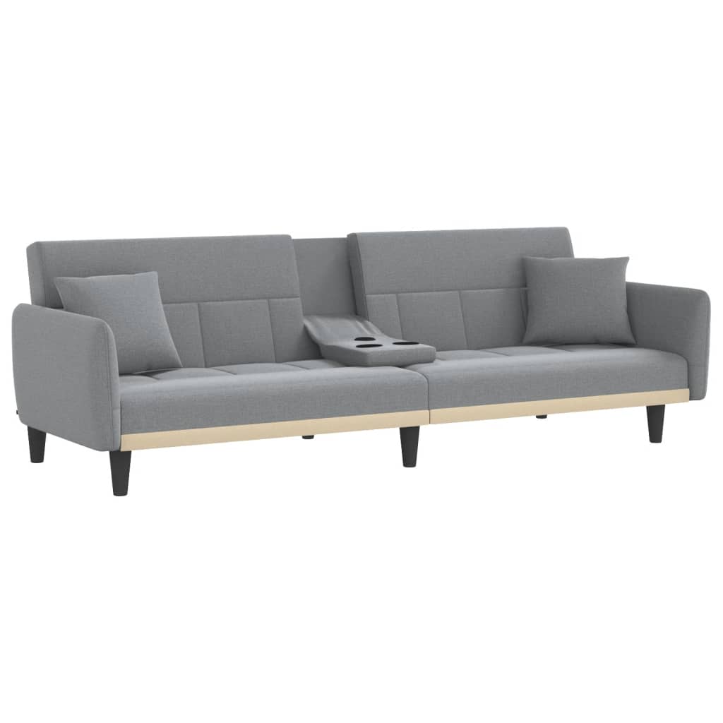 vidaXL Sofa Bed with Cup Holders Light Gray Fabric