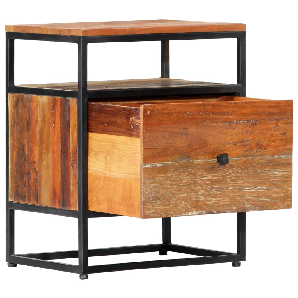 vidaXL Bedside Cabinet 15.7"x11.8"x19.7" Solid Reclaimed Wood and Steel