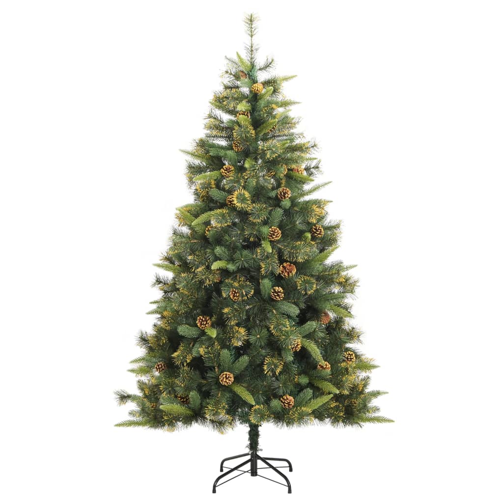 vidaXL Artificial Hinged Christmas Tree with Cones 82.7"