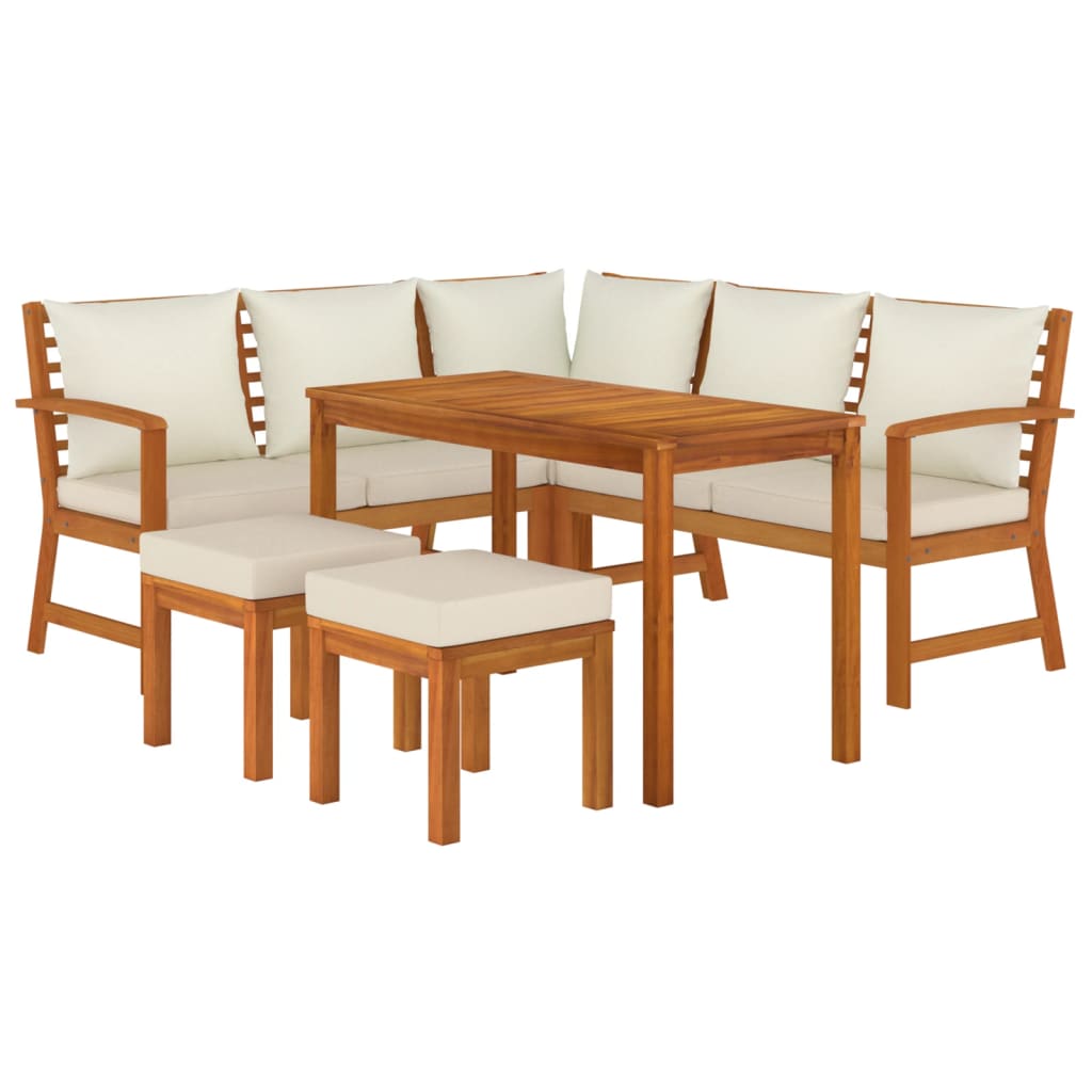 vidaXL 6 Piece Patio Dining Set with Cushions Solid Wood Acacia