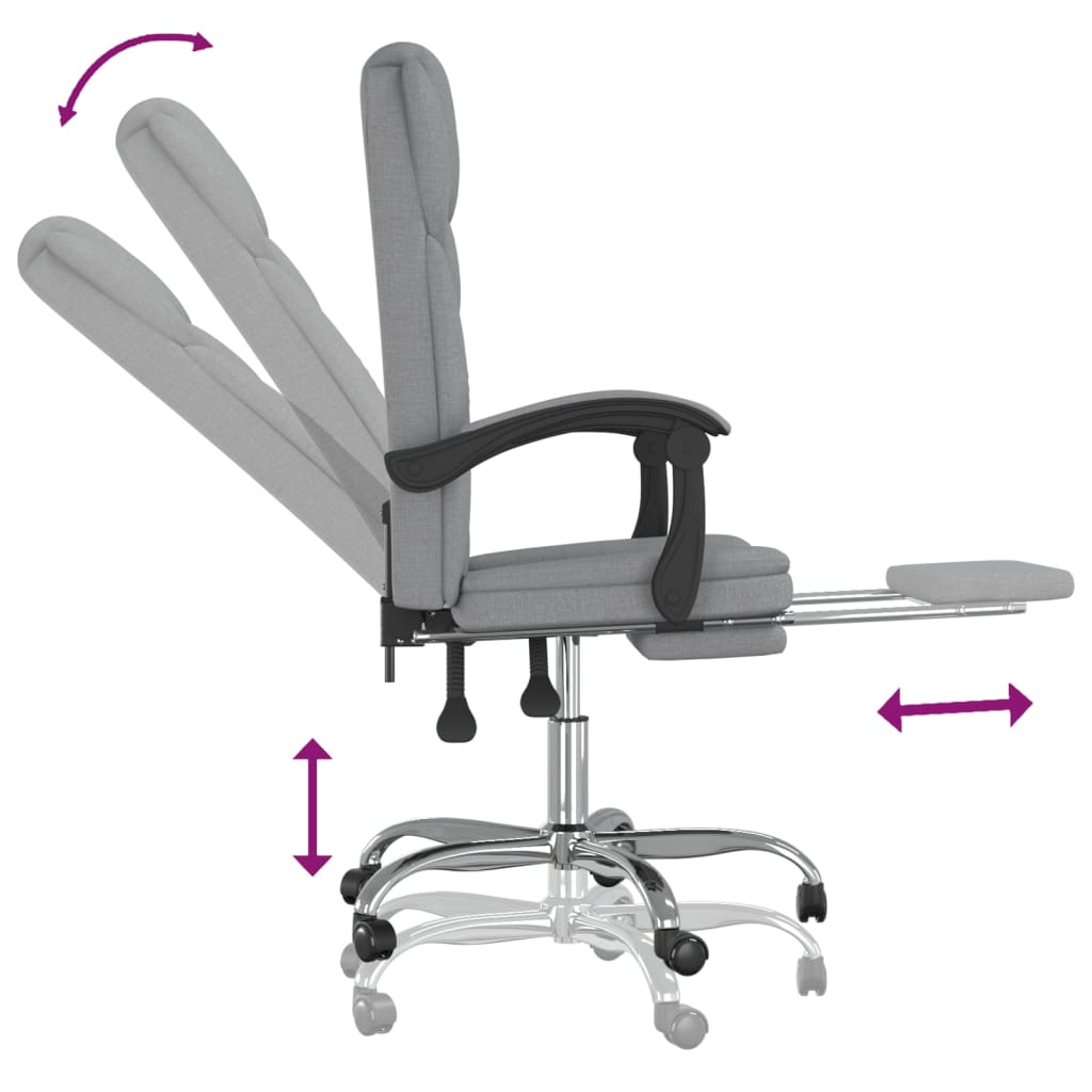 vidaXL Reclining Office Chair Light Gray Fabric
