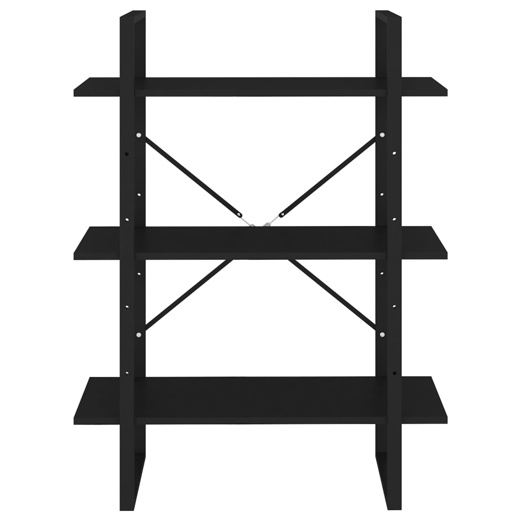vidaXL Book Cabinet Black 31.5"x11.8"x41.3" Engineered Wood