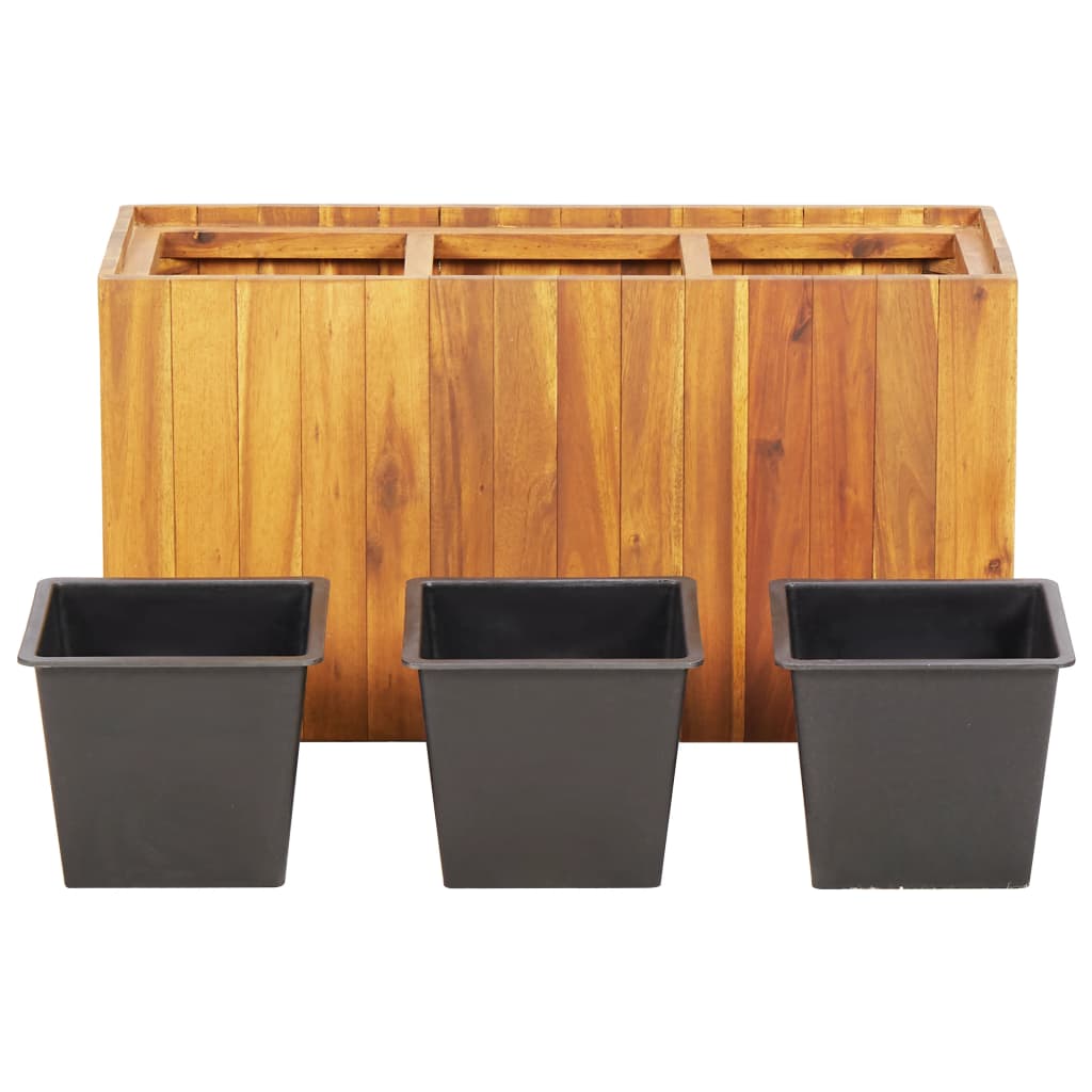 vidaXL Garden Raised Bed with 3 Pots Solid Acacia Wood