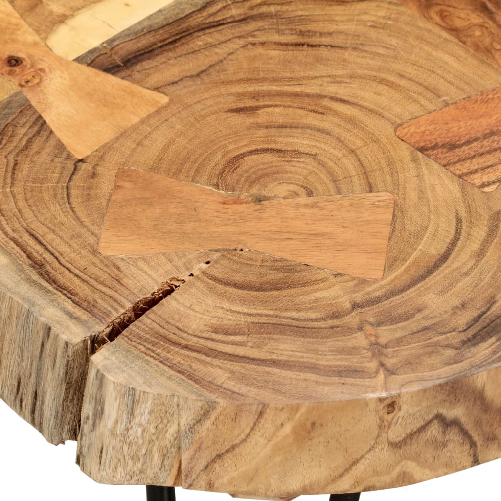 vidaXL Log Coffee Table Solid Acacia Wood (21.7"-23.6")x15.7"