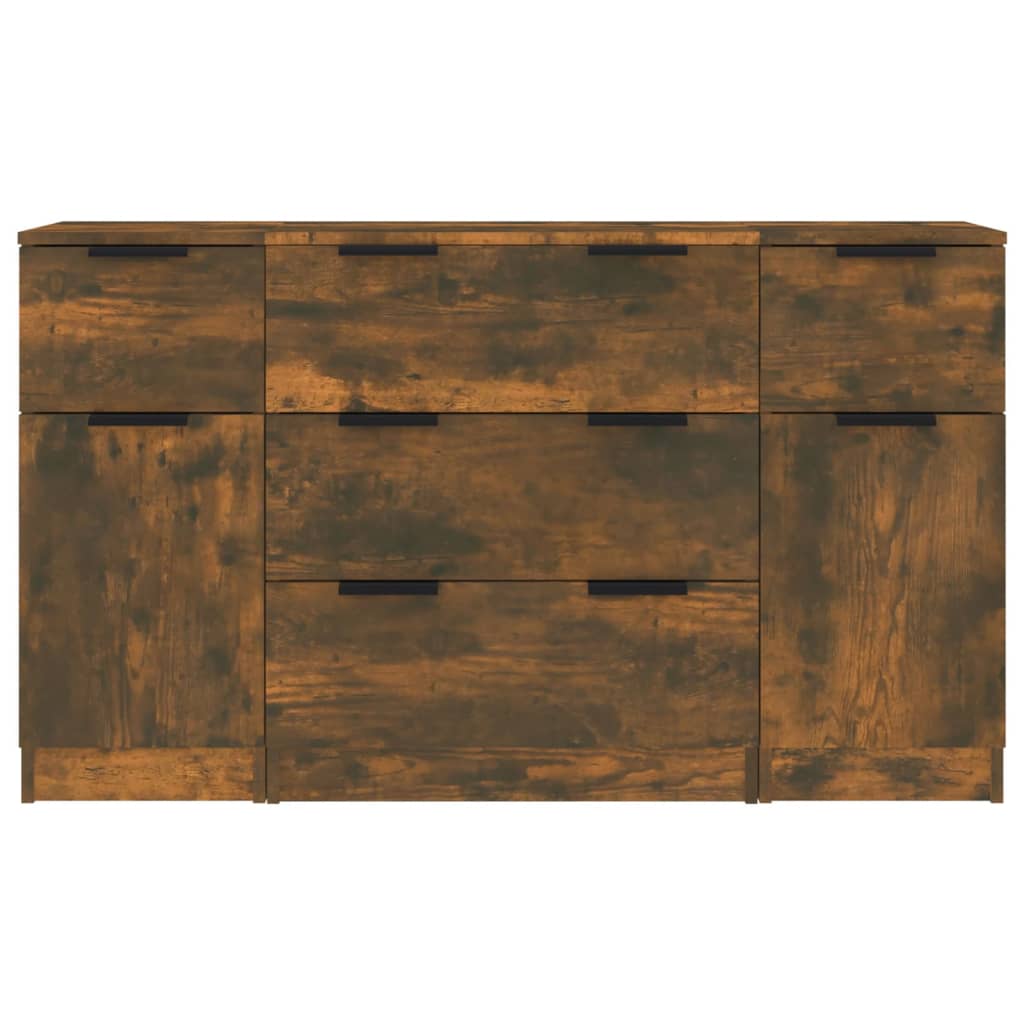 vidaXL 3 Piece Sideboard Set Smoked Oak Engineered Wood