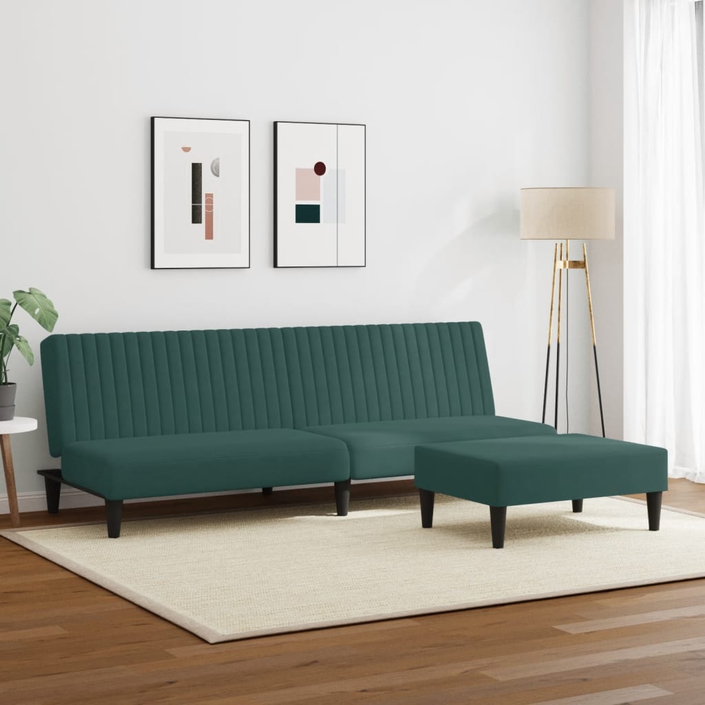 vidaXL 2 Piece Sofa Set Dark Green Velvet