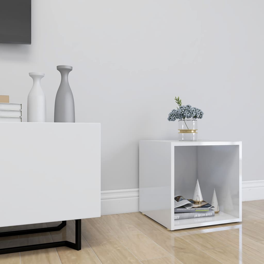 vidaXL TV Stand High Gloss White 14.6"x13.8"x14.6" Engineered Wood