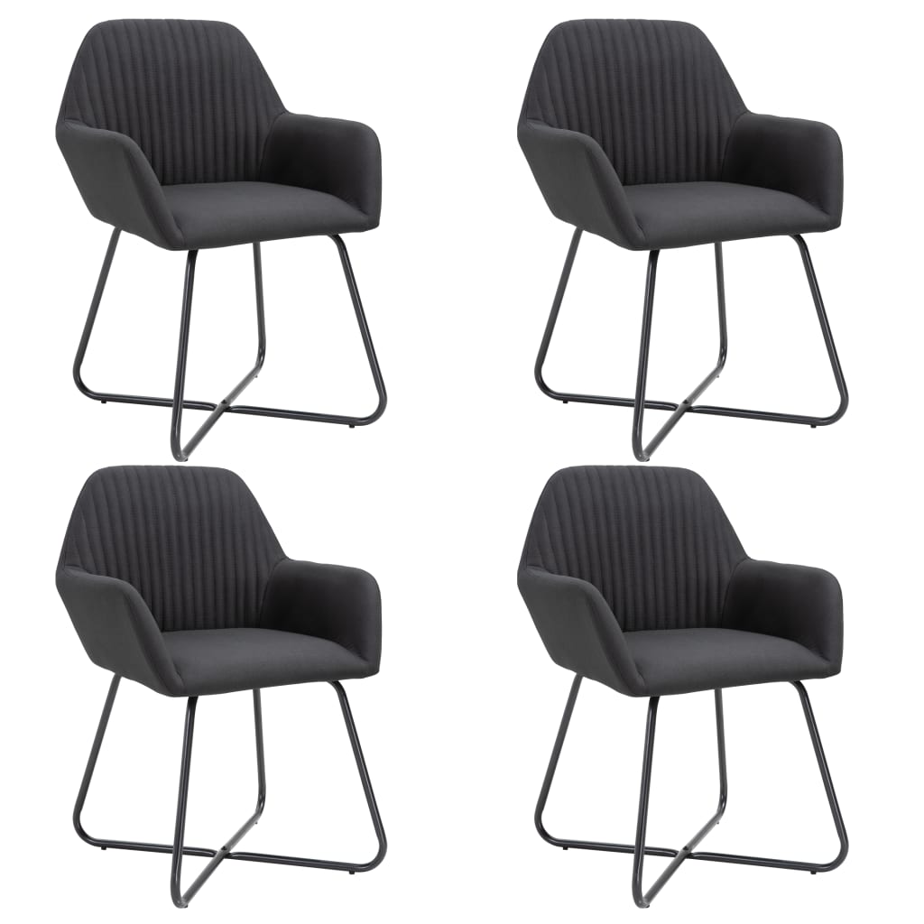 vidaXL Dining Chairs 4 pcs Black Fabric