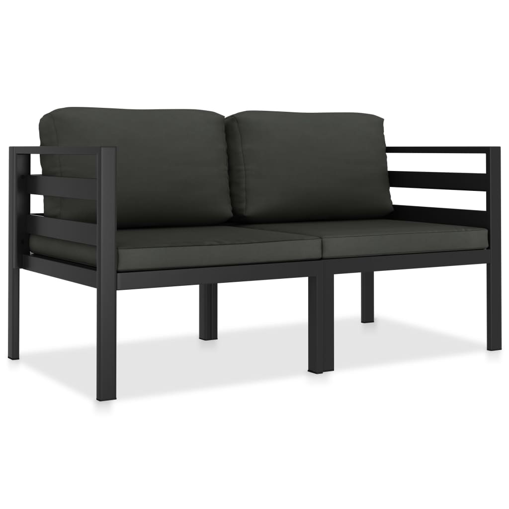 vidaXL 2 Piece Patio Sofa Set with Cushions Aluminum Anthracite